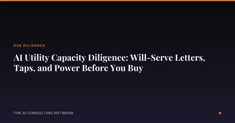 AI Utility Capacity Diligence: Will-Serve Letters, Taps, and Power Before You Buy