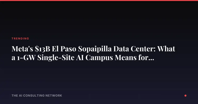 Meta's $13B El Paso Sopaipilla Data Center: What a 1-GW Single-Site AI Campus Means for CRE Investors
